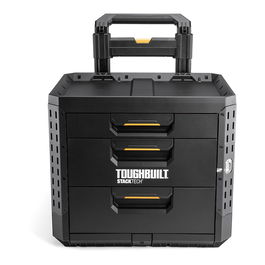 Toughbuilt Caja de Herramientas StackTech con 3 Cajones, Ruedas Todoterreno de 22 cm y Cierre Automático, 53 x 40.5 x 47.7 cm, Capacidad 113 kg, Incluye 27 Separadores