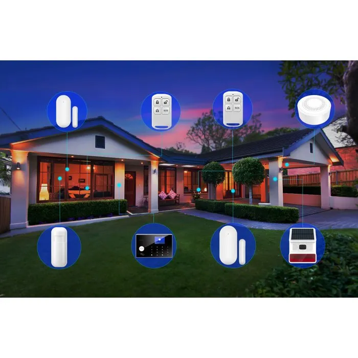 Link2Home LIN4004282421337 Kit de Alarma Inalámbrica - Control por Smartphone - Sirenas de 90/100 dB - Accesorios Completos + Etiquetas RFID
