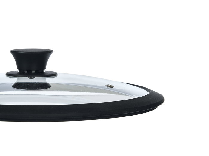 Kinvara Tapa de Cristal y Silicona Transparente con Borde Negro para Sartén de 22 cm (Set de 12)