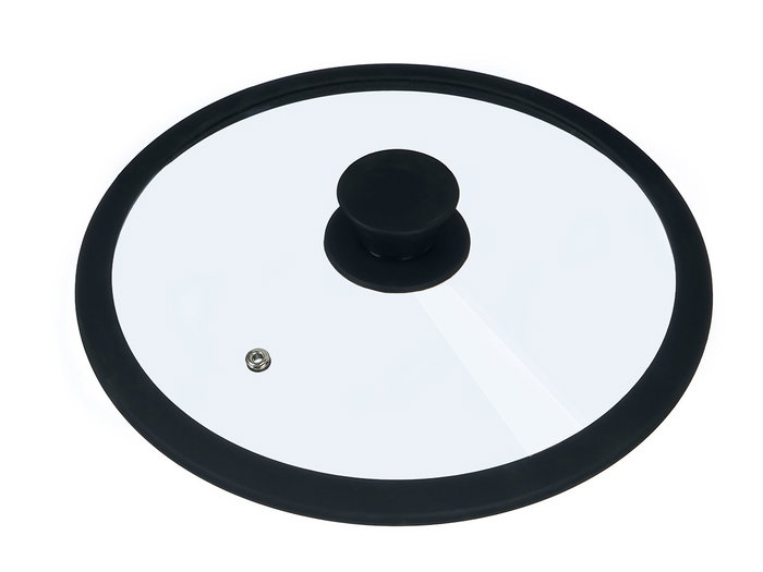 Kinvara Tapa de Cristal y Silicona Transparente con Borde Negro para Sartén de 22 cm (Set de 12)
