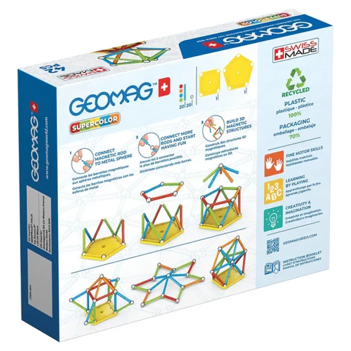 Geomag GEO0871772003830 Super Color Reciclado Juego de Construcción Magnético 42 Piezas Multicolor