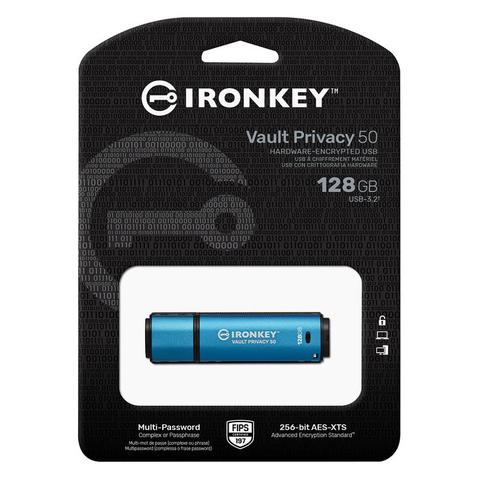 Kingston IronKey Vault Privacy 50 128GB USB 3.2 Gen 1 (3.1 Gen 1) Stick Cifrado con Hardware