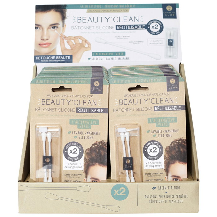 Cosmetic Club Juego De 2 Bastoncillos Maquillaje Silicona Lavable Reutilizables Para Retoques