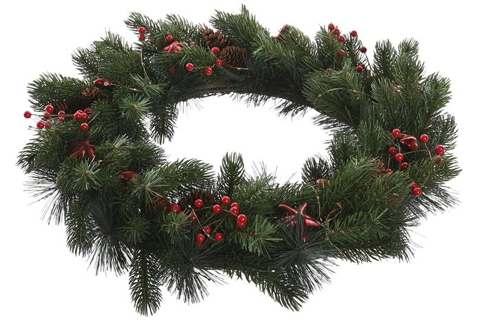 DKD Home Decor Corona Navidad Tradicional Verde Rojo 15 x 60 x 60 cm (2 Unidades)