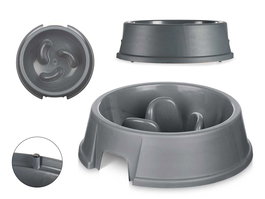 MASCOW Comedero Plástico Alimentación Lenta Antracita 27x27x7.5 cm (Set de 12)