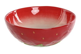 DKD Home Decor Bol de Gres Fresa Rojo 19,3x19,3x7 cm