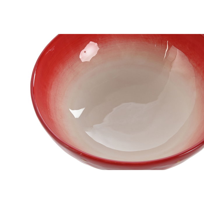 DKD Home Decor Bol de Gres Fresa Rojo 19,3x19,3x7 cm