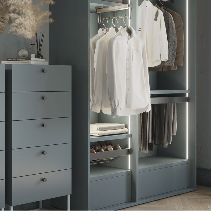 Emuca Cajón zapatero para armarios y vestidores Quartz, 440 (M60), Acero, Titanio