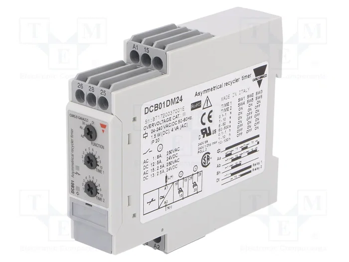 CARLO GAVAZZI Relé de tiempo DCB01DM24 24-240V AC/DC CARLO GAVAZZI Relé de tiempo DCB01DM24 24-240V AC/DC