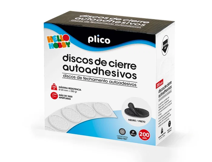 PLICO Discos de Cierre Autoadhesivos Velcro 20 mm Negro (200 Conjuntos) PLICO Discos de Cierre Autoadhesivos Velcro 20 mm Negro (200 Conjuntos)