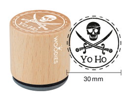 Woodies Sello de madera y caucho calavera yo ho 30mm