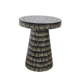 DKD Home Decor Mesita Auxiliar Madre Perla MDF Negro y Dorado