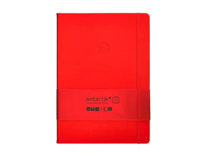 Antartik Cuaderno A4 Tapa Dura Rojo, Hojas Cuadriculadas, 100 Hojas 80gr FSC