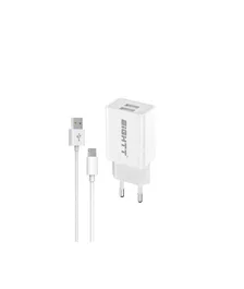 Eightt ECW-IP Cargador Universal con 2 Puertos USB y Cable Lightning Blanco