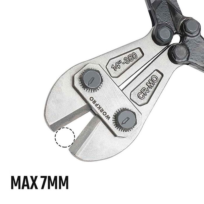 Workpro Cizalla 350 mm Hoja Acero Cromo-Molibdeno Diámetro Corte Máximo 7 mm Mango Antideslizante