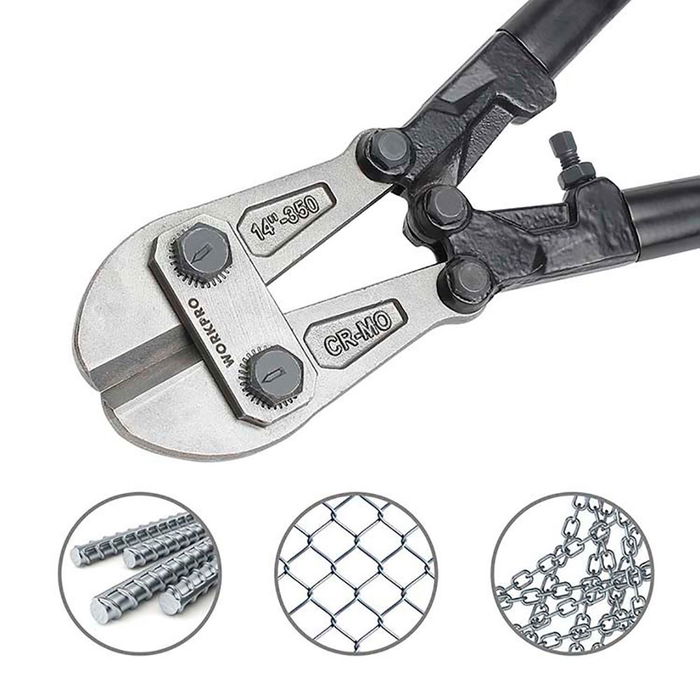 Workpro Cizalla 350 mm Hoja Acero Cromo-Molibdeno Diámetro Corte Máximo 7 mm Mango Antideslizante