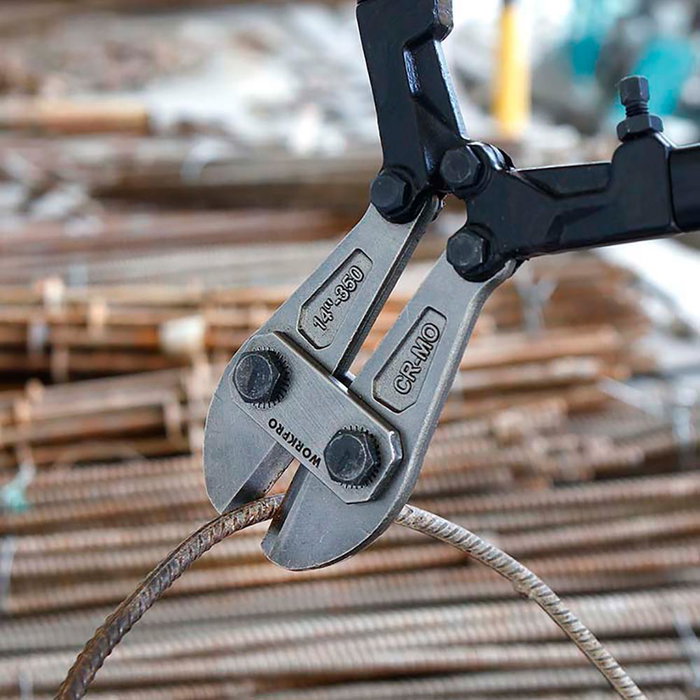 Workpro Cizalla 350 mm Hoja Acero Cromo-Molibdeno Diámetro Corte Máximo 7 mm Mango Antideslizante