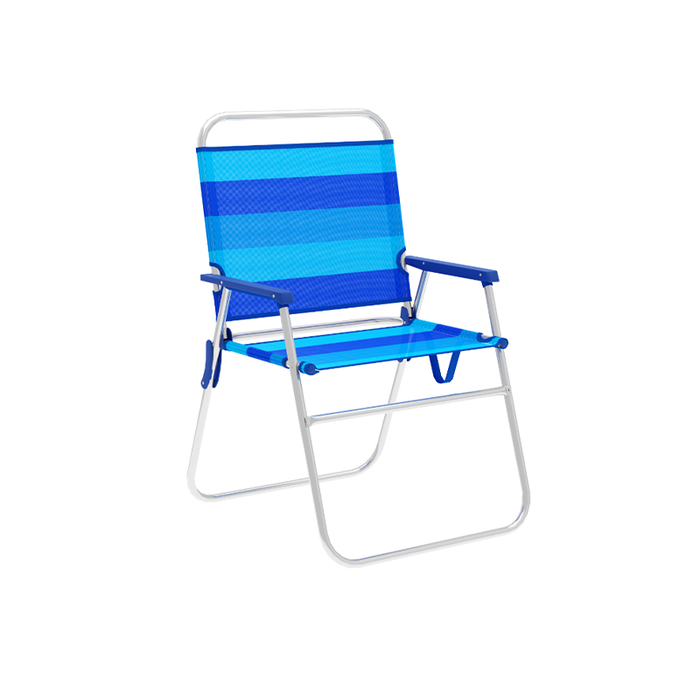 Marbueno Silla Plegable Aluminio con Cojin Rayas Azules Playa y Piscina 52X56X80 cm 10244