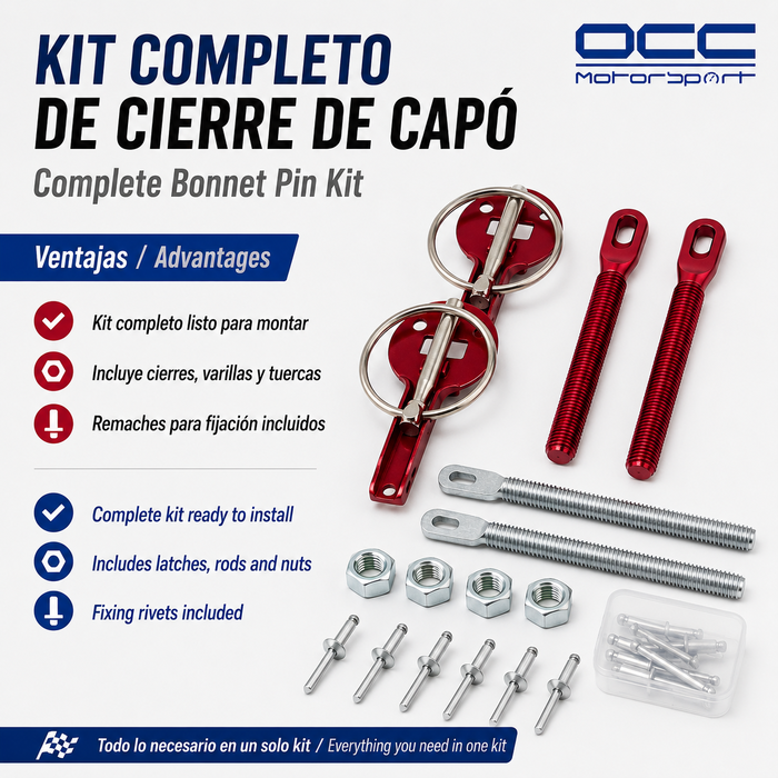 Occ Motorsport Kit Cierre Capot Rojo Occ Motorsport Kit Cierre Capot Rojo
