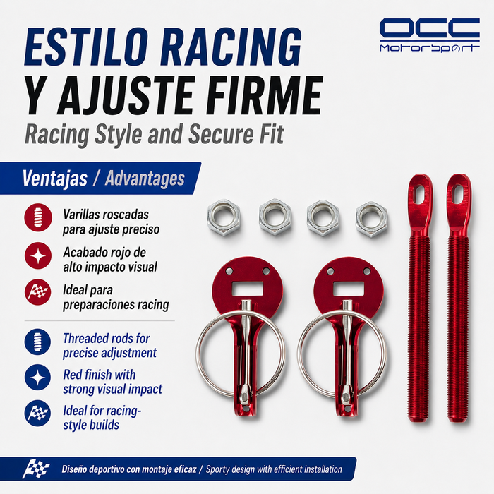 Occ Motorsport Kit Cierre Capot Rojo Occ Motorsport Kit Cierre Capot Rojo