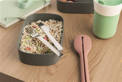 Berghoff 3950130 Cubertería 3 Piezas con Funda de Silicona, Compacta y Reutilizable, Ideal para Llevar Fuera de Casa