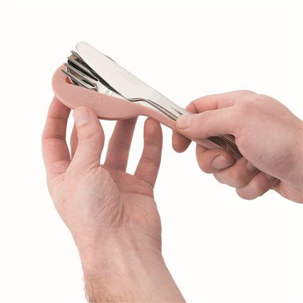 Berghoff 3950130 Cubertería 3 Piezas con Funda de Silicona, Compacta y Reutilizable, Ideal para Llevar Fuera de Casa