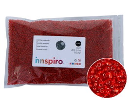 Innspiro Rocalla de Vidrio Redonda Plateado Rojo 2,3 mm 500 g