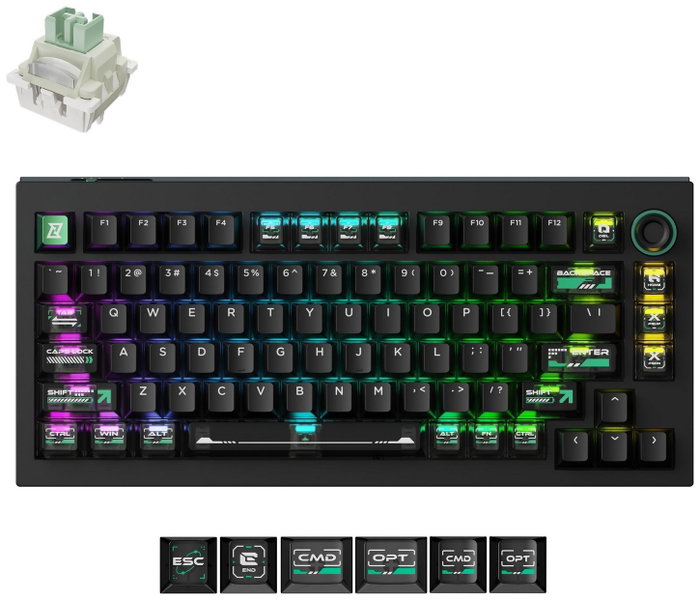 Keychron L5W-W1 Lemokey Magnetic Cyber Teclado Mecánico Gaming Inalámbrico 81 Teclas RGB Negro Layout Polaco