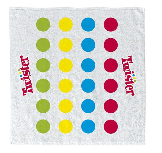 JugaToys Toalla Juego Twister con mochila y ruleta impermeable 100x100cm Multicolor