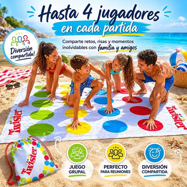JugaToys Toalla Juego Twister con mochila y ruleta impermeable 100x100cm Multicolor