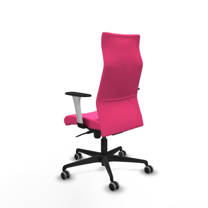 PIQUERAS Y CRESPO Sillón Albacete con Mecanismo Sincro, Similpiel Rosa, Brazos 1D, Ruedas 65mm