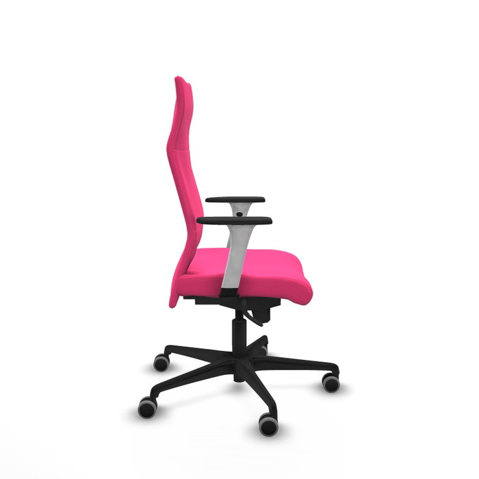 PIQUERAS Y CRESPO Sillón Albacete con Mecanismo Sincro, Similpiel Rosa, Brazos 1D, Ruedas 65mm