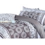 Aucune Juego de Cama Marrón 100% Algodón Reforzado con Funda Nórdica y 2 Fundas de Almohada