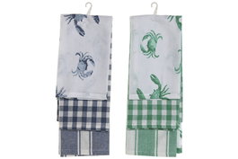 DKD Home Decor Paño Mediterraneo Azul Verde 40 x 60 cm Algodón Set de 3 (12 Unidades)