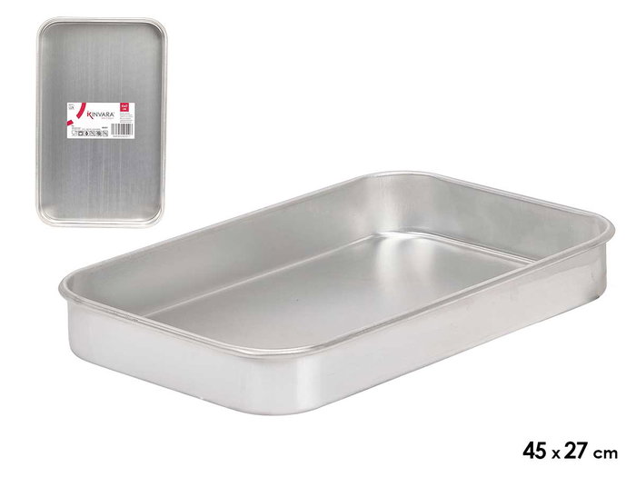 KINVARA Bandeja de Aluminio 45x27cm Plata (Pack de 6)aduatón KINVARA Bandeja de Aluminio 45x27cm Plata (Pack de 6)aduatón