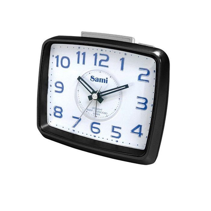 SAMI Despertador Digital Sami Grande Cuadrado Silencioso Luz Azul Plata Oscuro