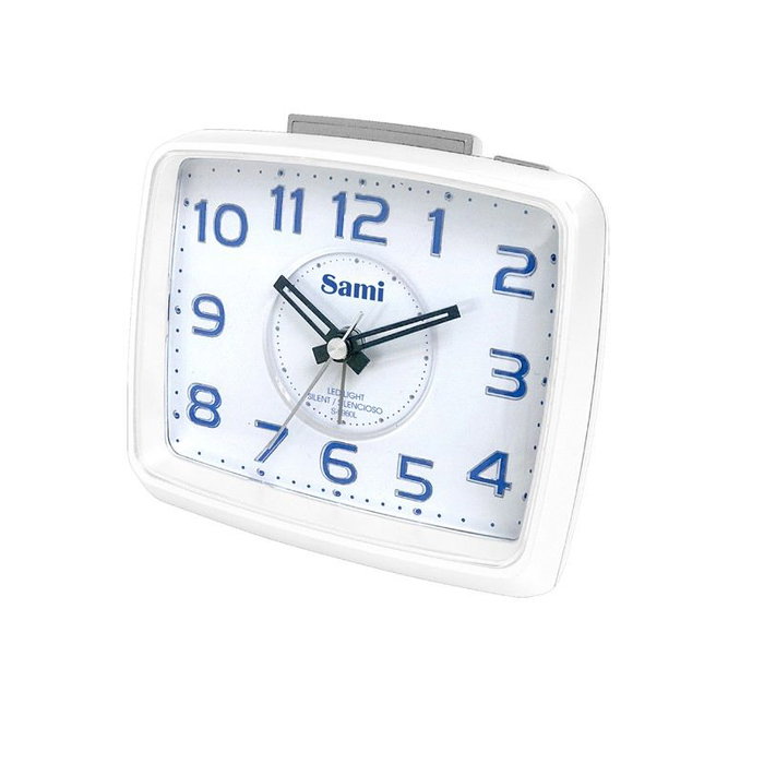 SAMI Despertador Digital Sami Grande Cuadrado Silencioso Luz Azul Plata Oscuro