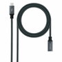 Nanocable Cable Prolongador USB-C 3.2 Gen2x2 20Gbps 100W 1m Negro