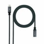 Nanocable Cable Prolongador USB-C 3.2 Gen2x2 20Gbps 100W 1m Negro