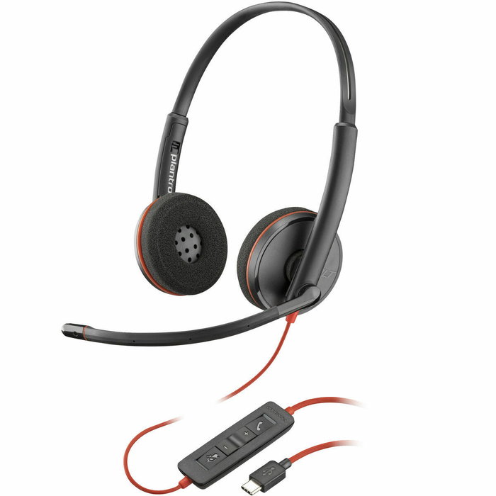 HP Poly Blackwire 3220 USB-C con Adaptador USB-A/C, Negro