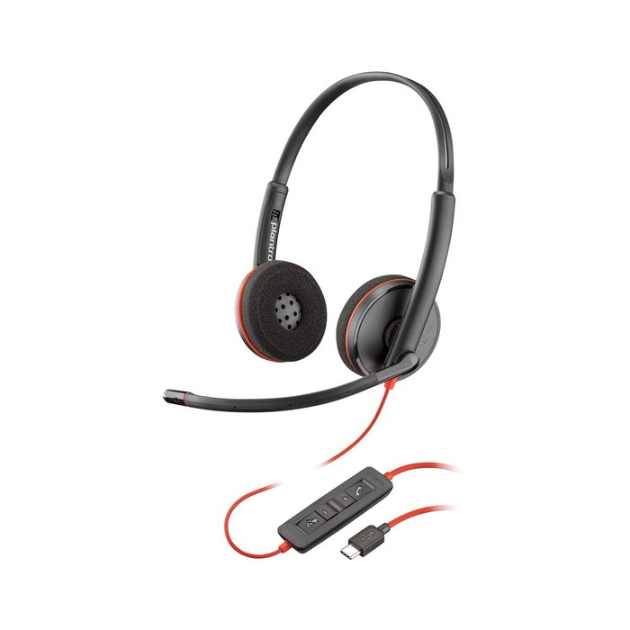 HP Poly Blackwire 3220 USB-C con Adaptador USB-A/C, Negro
