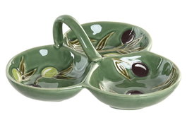 DKD Home Decor Set de 3 Cuencos Olivo Relieve Verde Oscuro