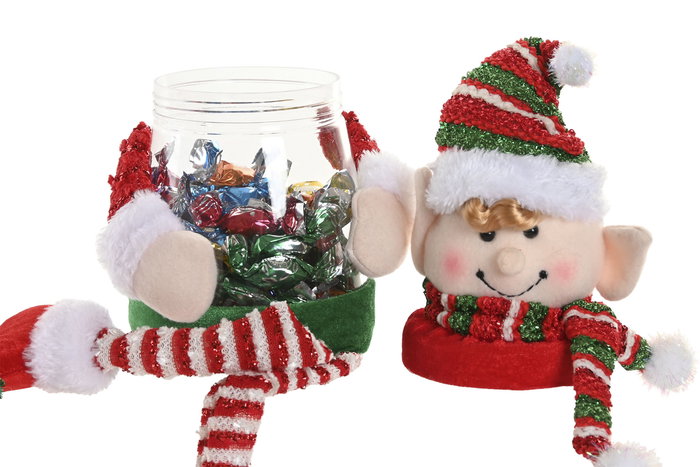 DKD Home Decor Figura Navidad Tradicional Elfo Multicolor Poliester Pe 15 x 46 x 15 cm (6 Unidades)