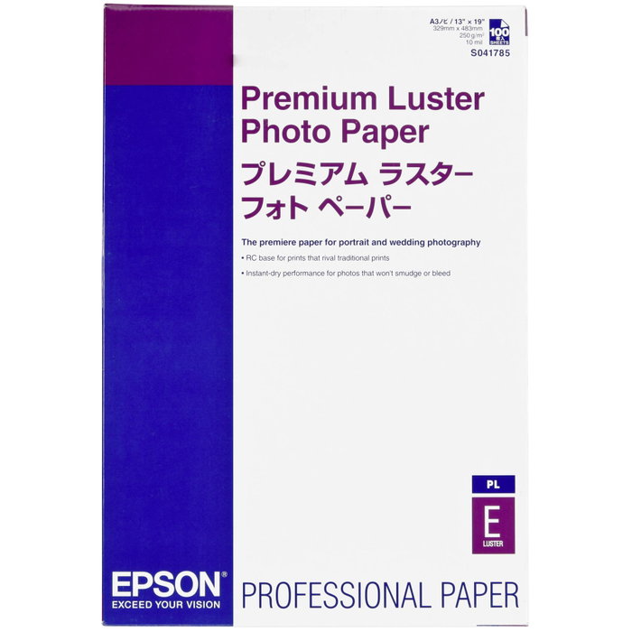 Epson Papel Fotográfico Premium Luster A3+ 100 Hojas 250 g/m² Blanco Epson Papel Fotográfico Premium Luster A3+ 100 Hojas 250 g/m² Blanco