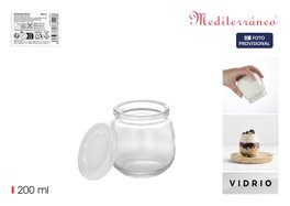 Inde Tarro Vidrio Postre 200 ml Tapa Plástica Mediterraneo (24 Unidades)