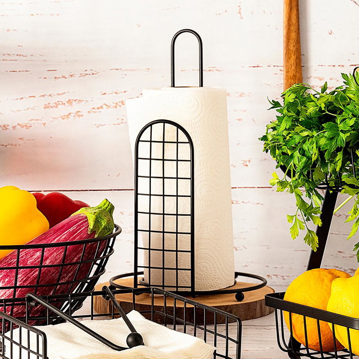 Porta Rollos Acero Pintado Ebano Quid 18x18x31 cm