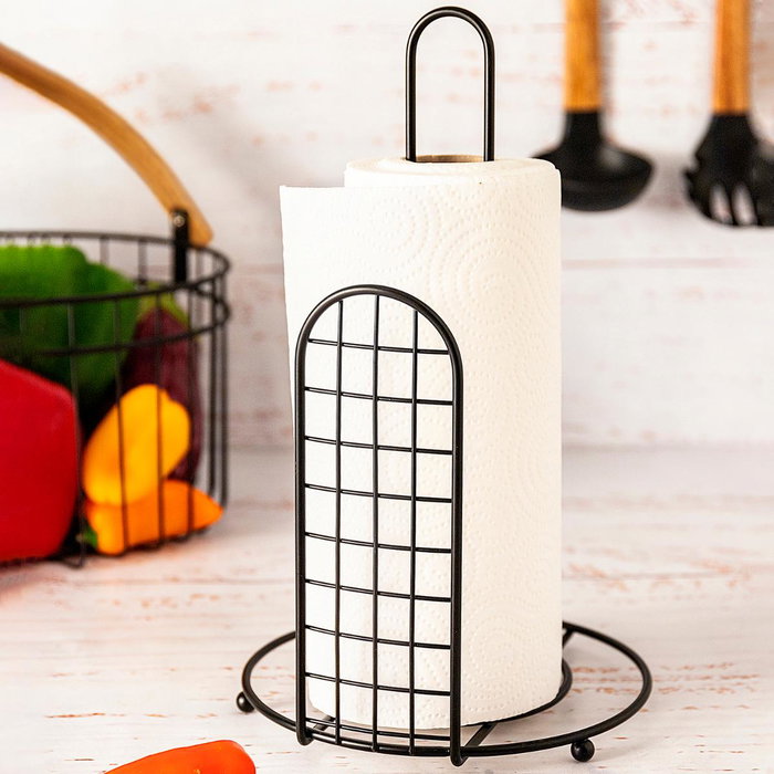 Porta Rollos Acero Pintado Ebano Quid 18x18x31 cm