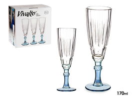 Vivalto Copa Cava Azul 170 ml 20 cm de alto x 6.5 cm de ancho y largo (Set de 48)