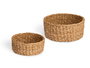 Giftdecor Set de 2 Cestos Redondos de Alga Marina, Marrón, 25 cm de Diámetro x 10 cm de Alto (Set de 8)