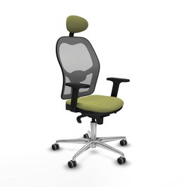PIQUERAS Y CRESPO Silla de oficina Jorquera con mecanismo Sincro, Verde oliva y Gris